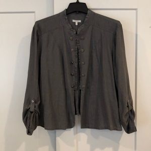 Military style jacket. NWT. Gunmetal linen 24W/26W